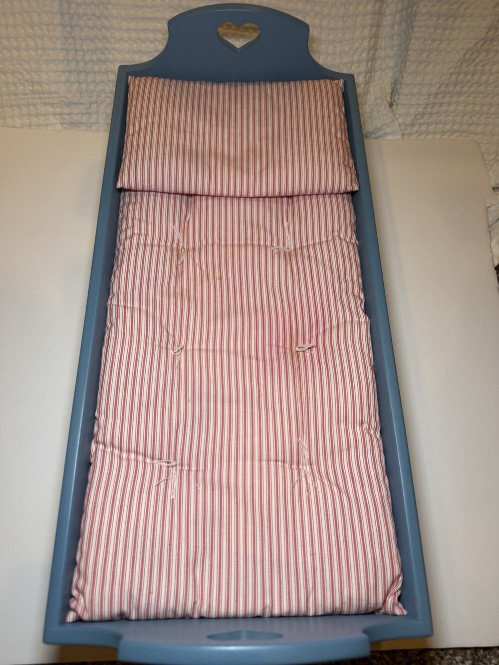 American Girl Kirsten Bed Pleasant Company Vintage 1993 Blue Wood Bedding